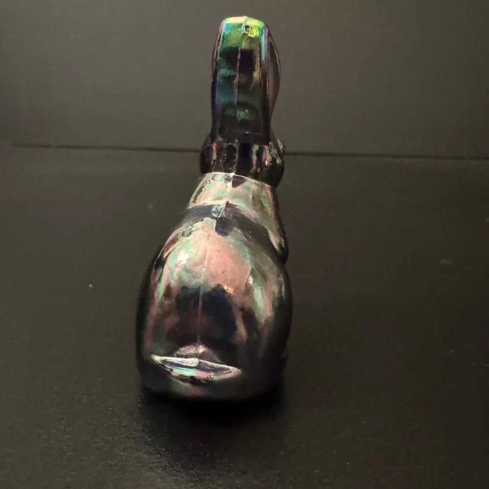 Fenton Handmade Iridescent Glass Bunny Figurine 2.75" Tall Collectible USA-Made - Picture 3 of 7